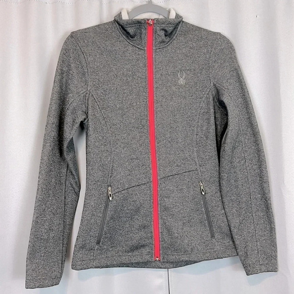 Spyder Core Gray & Pink Full Zipper Sweater Great Condition Size M - Picture 1 of 6